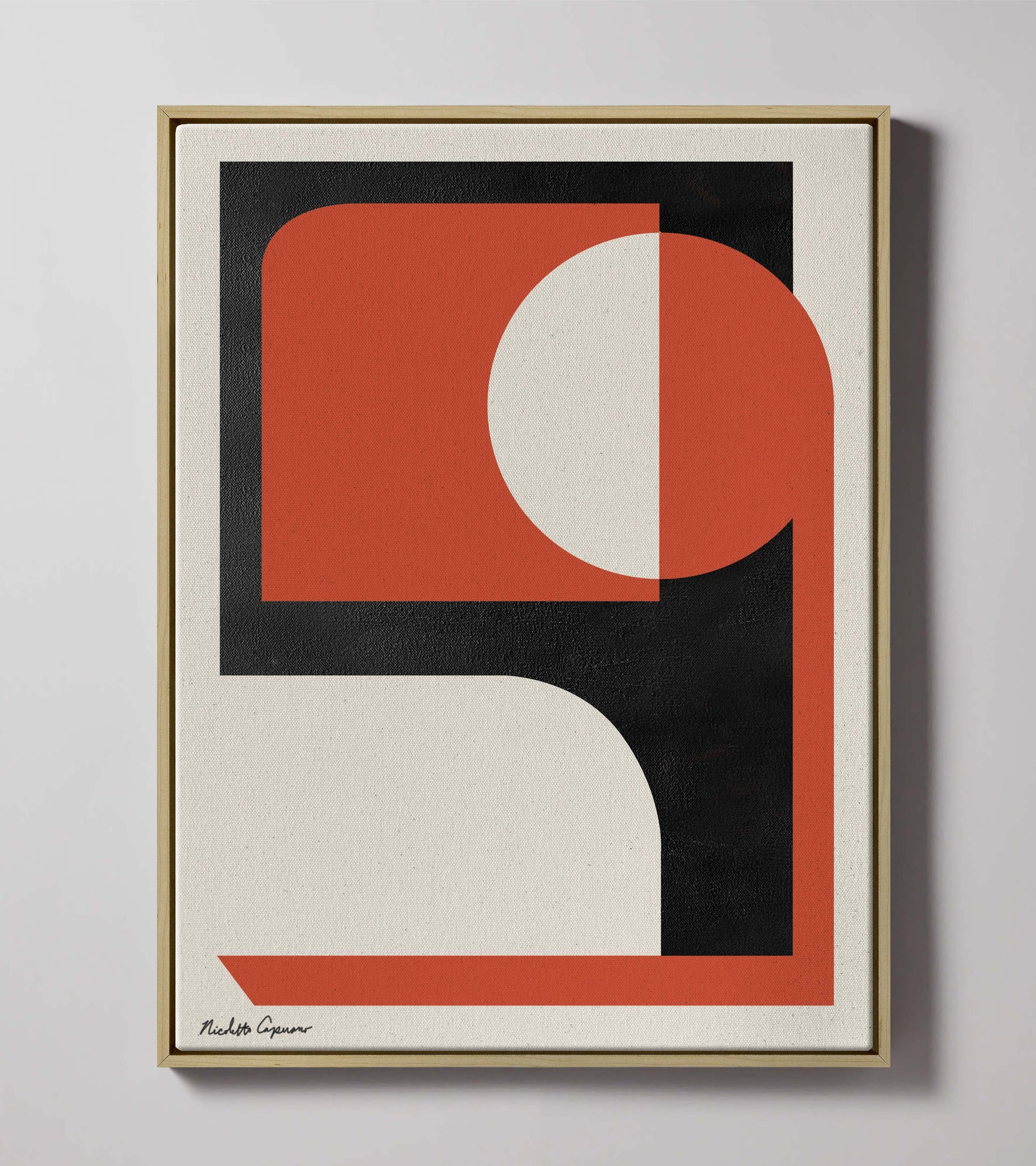 "Abstract Red Graphic" - Midcentury Modern Painting