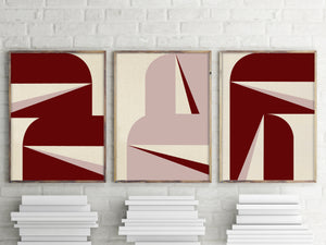 "Abstract Blush Triptych" - Midcentury Modern Painting