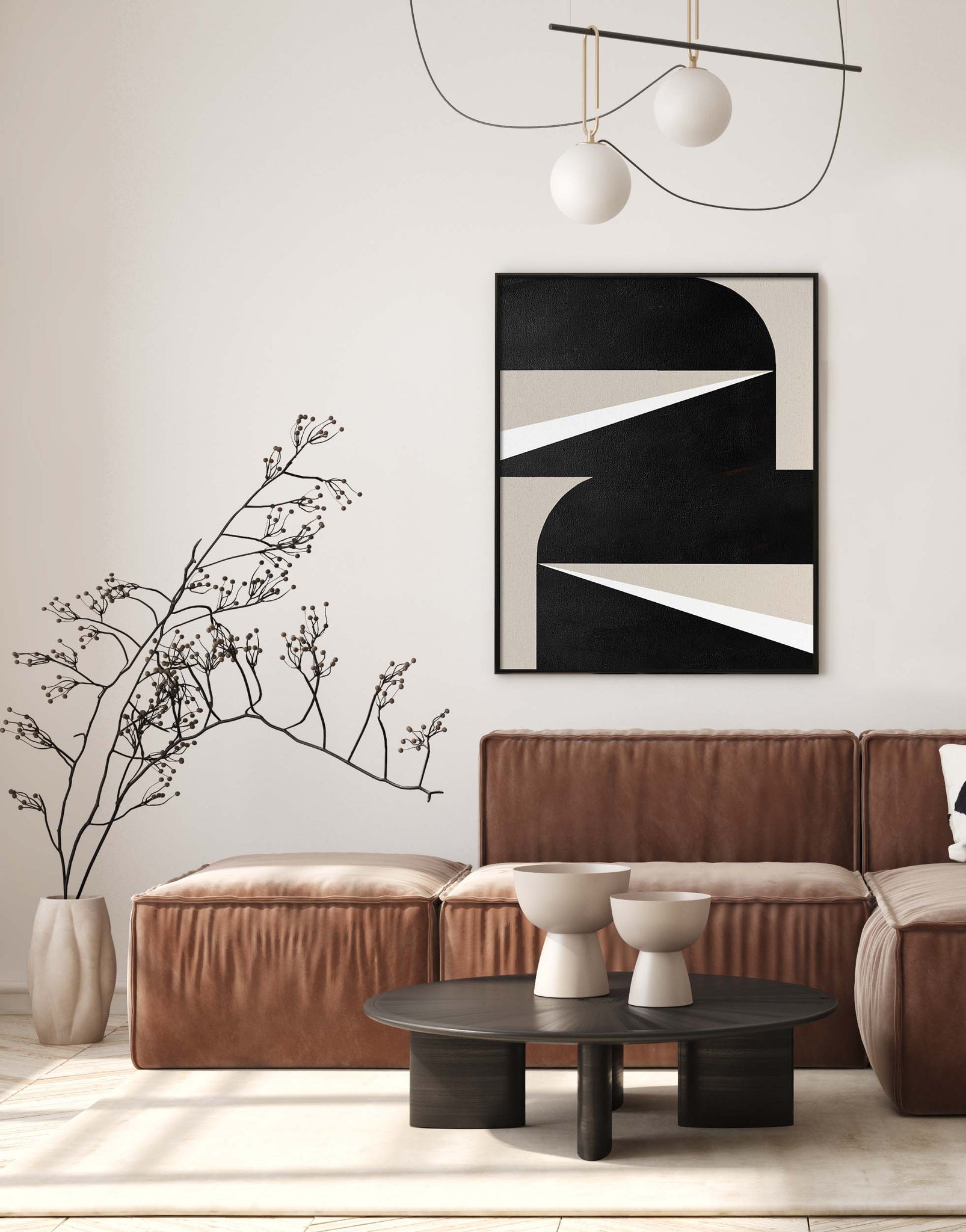 "Abstract Black & White Graphic No. 1" - Geometric Painting