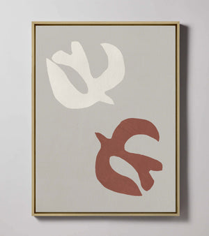 "2 Birds Gray" I  Framed Giclée Prints