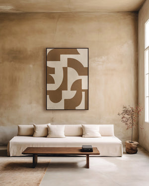 "Nomad No. 5" Camel I Geometric Framed Giclée Print