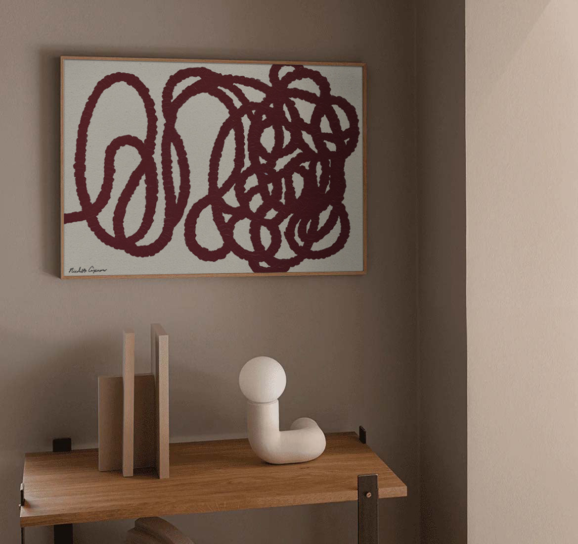 "Abstract Squiggle in Burgundy"