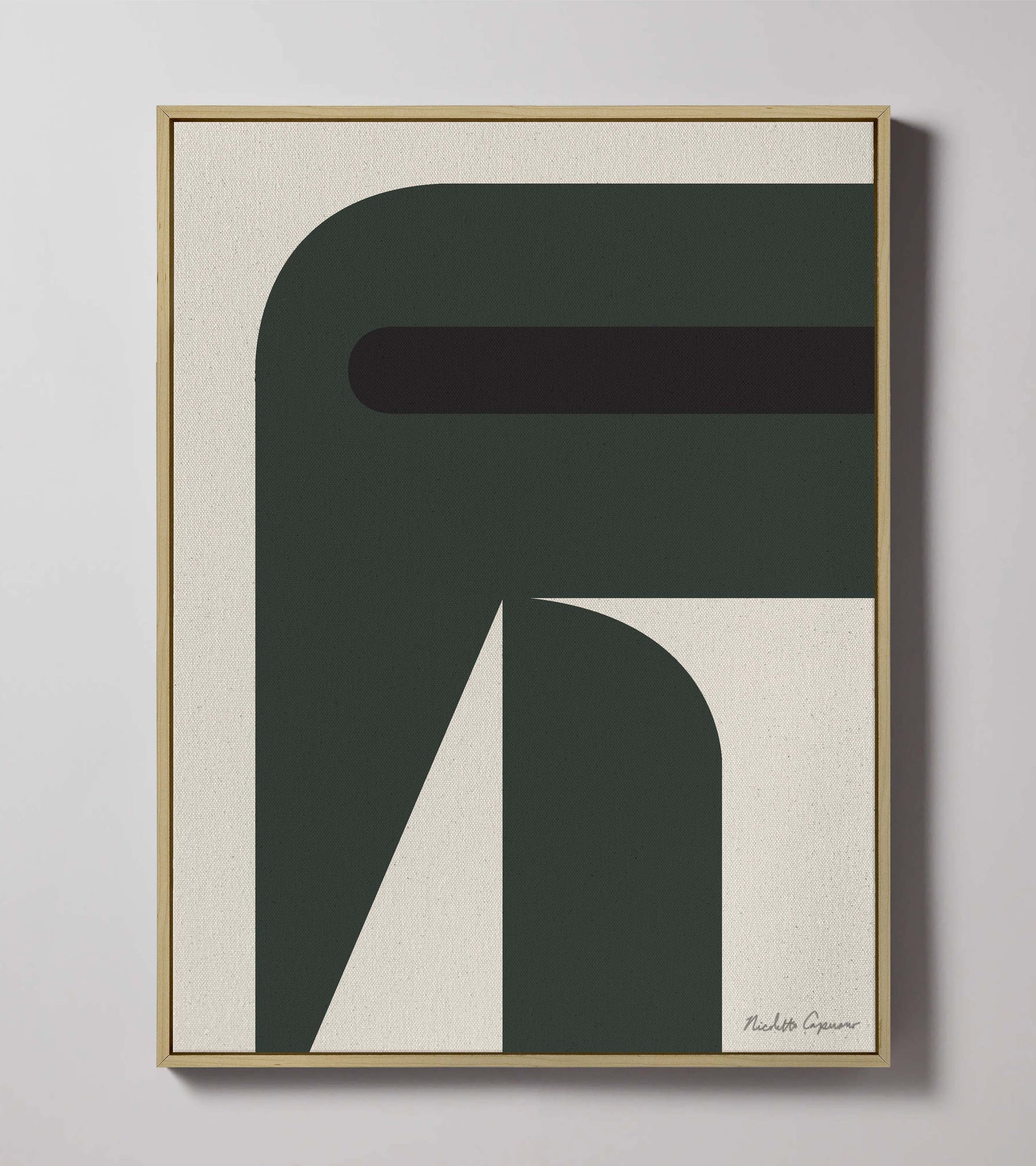 "Mod Graphic No. 2" Dark Olive I  Midcentury Modern Painting